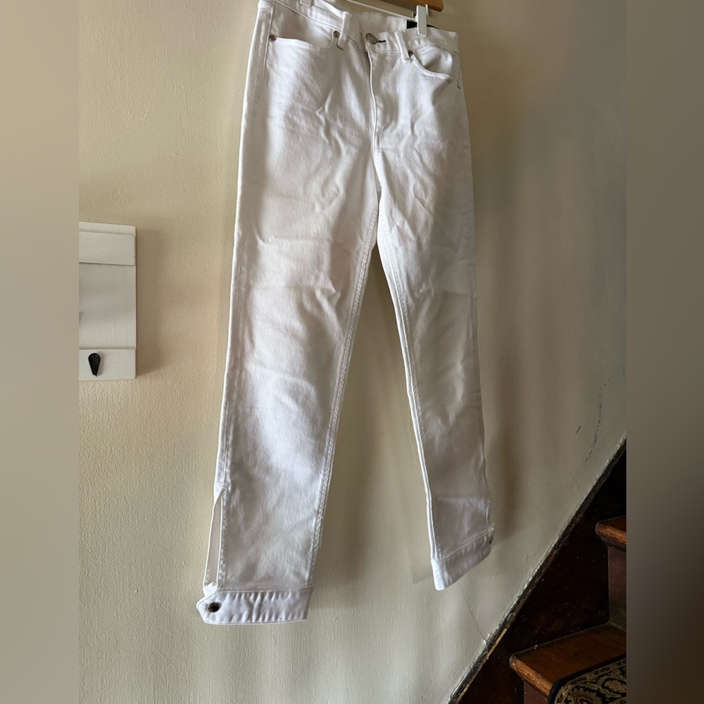 Rag & Bone white Denim with silver buckle at ankle